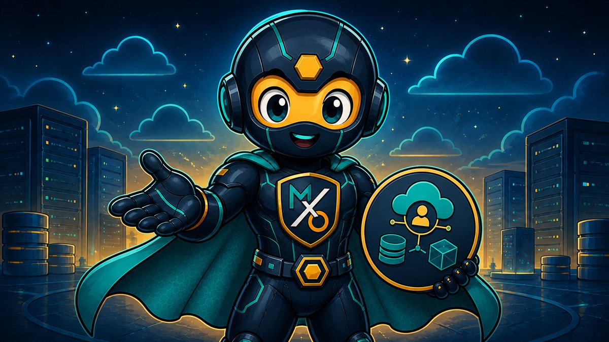 The Cost Sentinel mascot waves hello in front of a starry skyline of server towers.