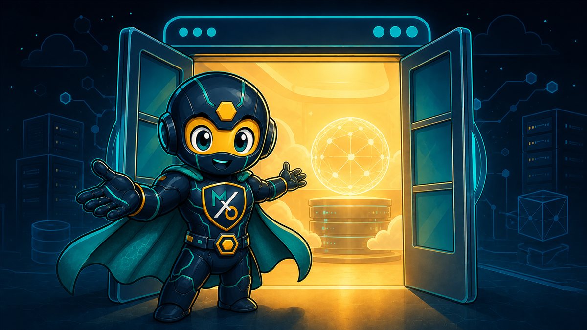 The Sentinel cheerfully holds open two browser-window doors, welcoming you into a warm golden hall of servers.